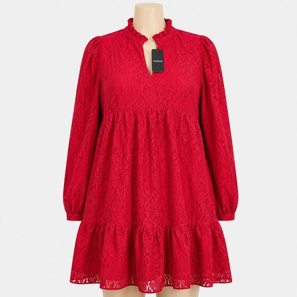 torrid Dresses & Skirts - Torrid Belle Isle Red Lace Fit & Flare Dress Women's Size 0 Large 12 NWT